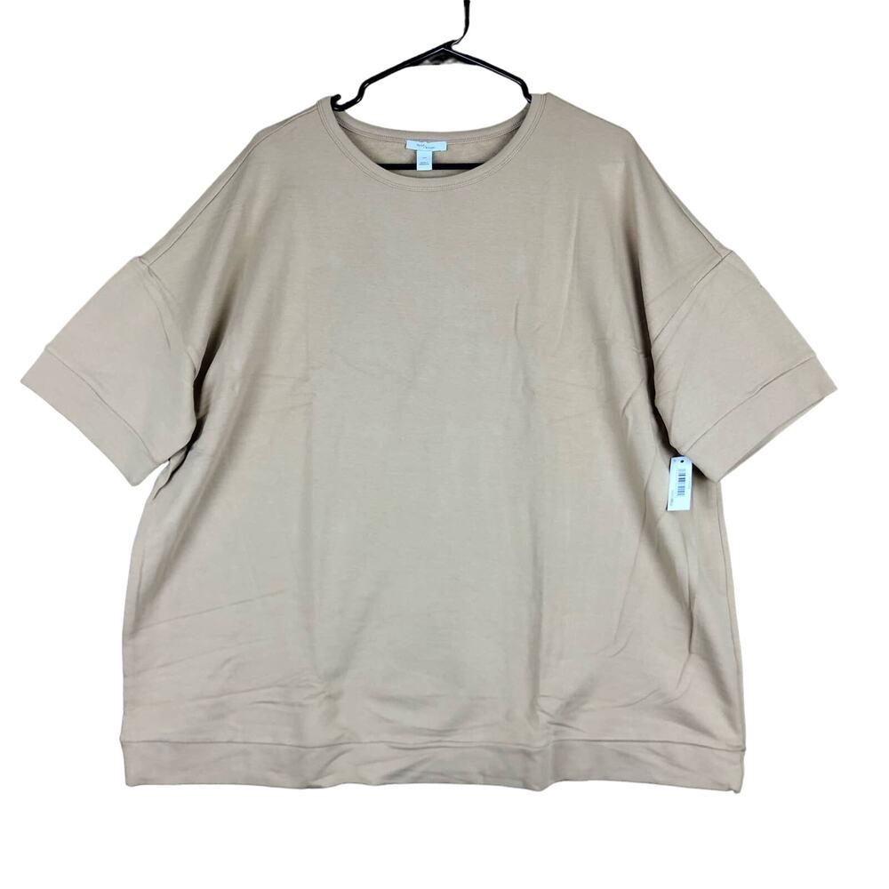 Daily Ritual Womens Sweater Brown Crew Neck Short Sleeve Modal Blend Stretch XXL